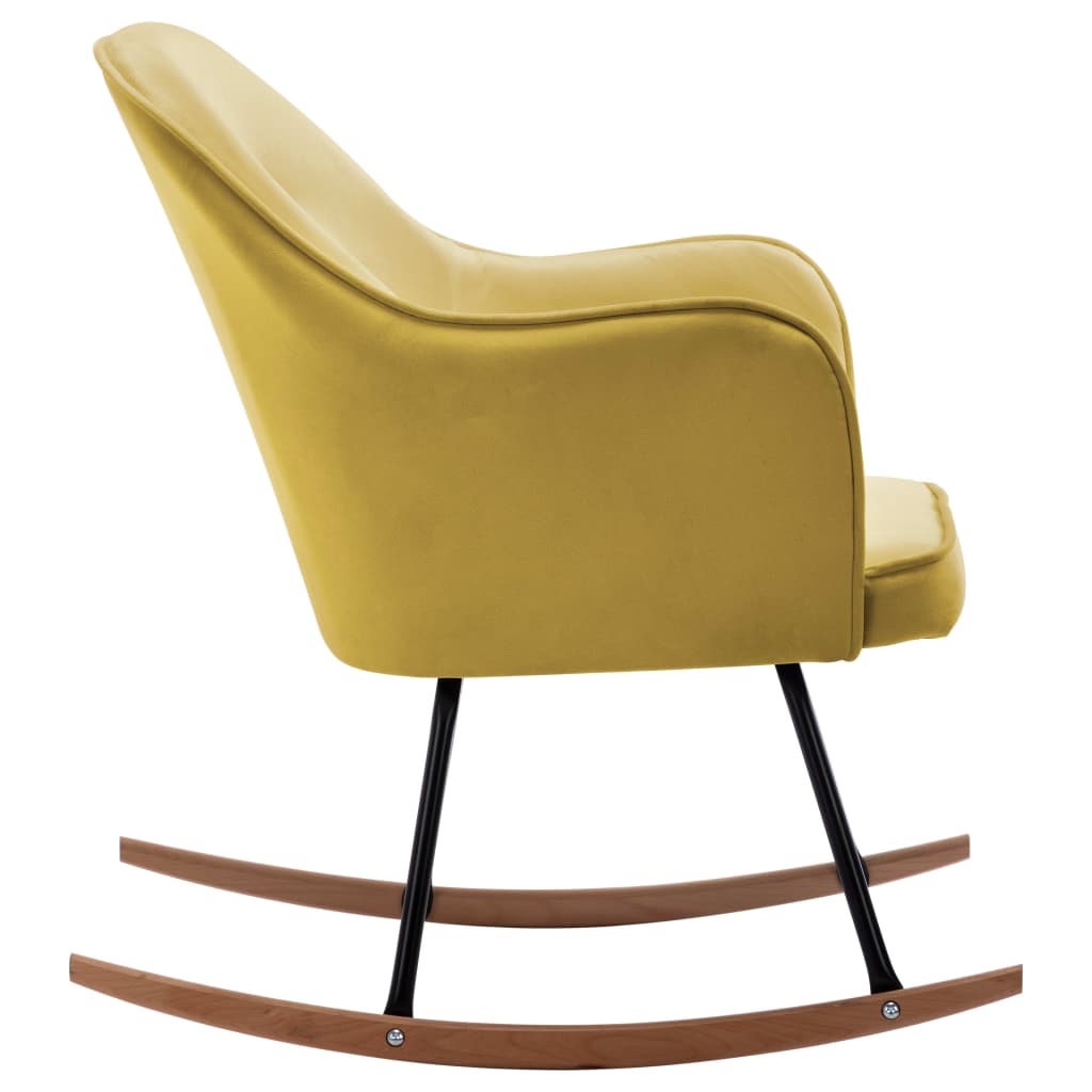 Velvet mustard yellow rocking chair