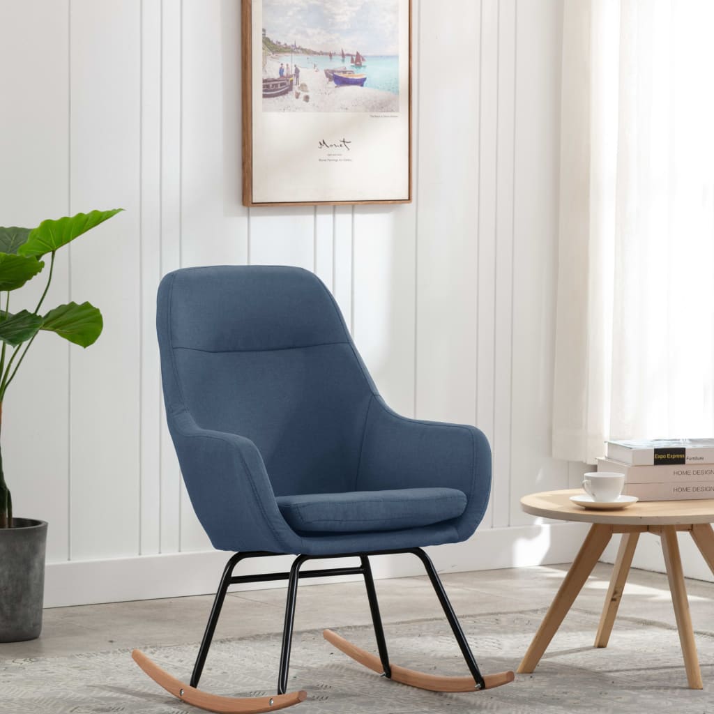 Fabric blue rocking chair