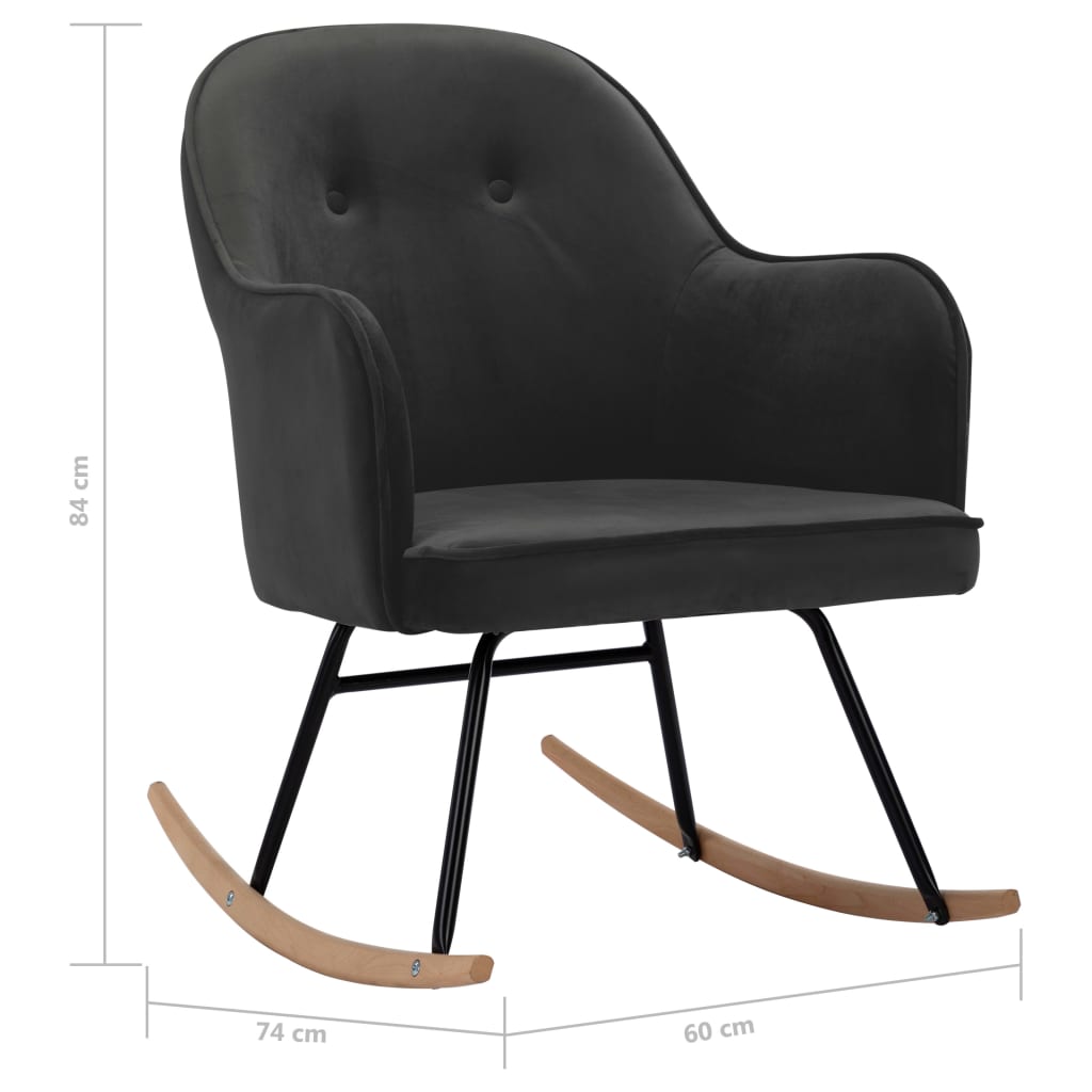 Velvet dark gray rocking chair