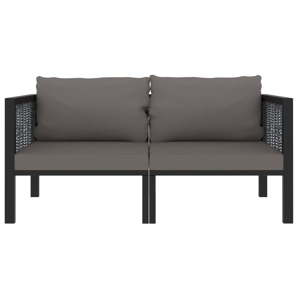 2 -seater sofa with braided resin anthracite cushions