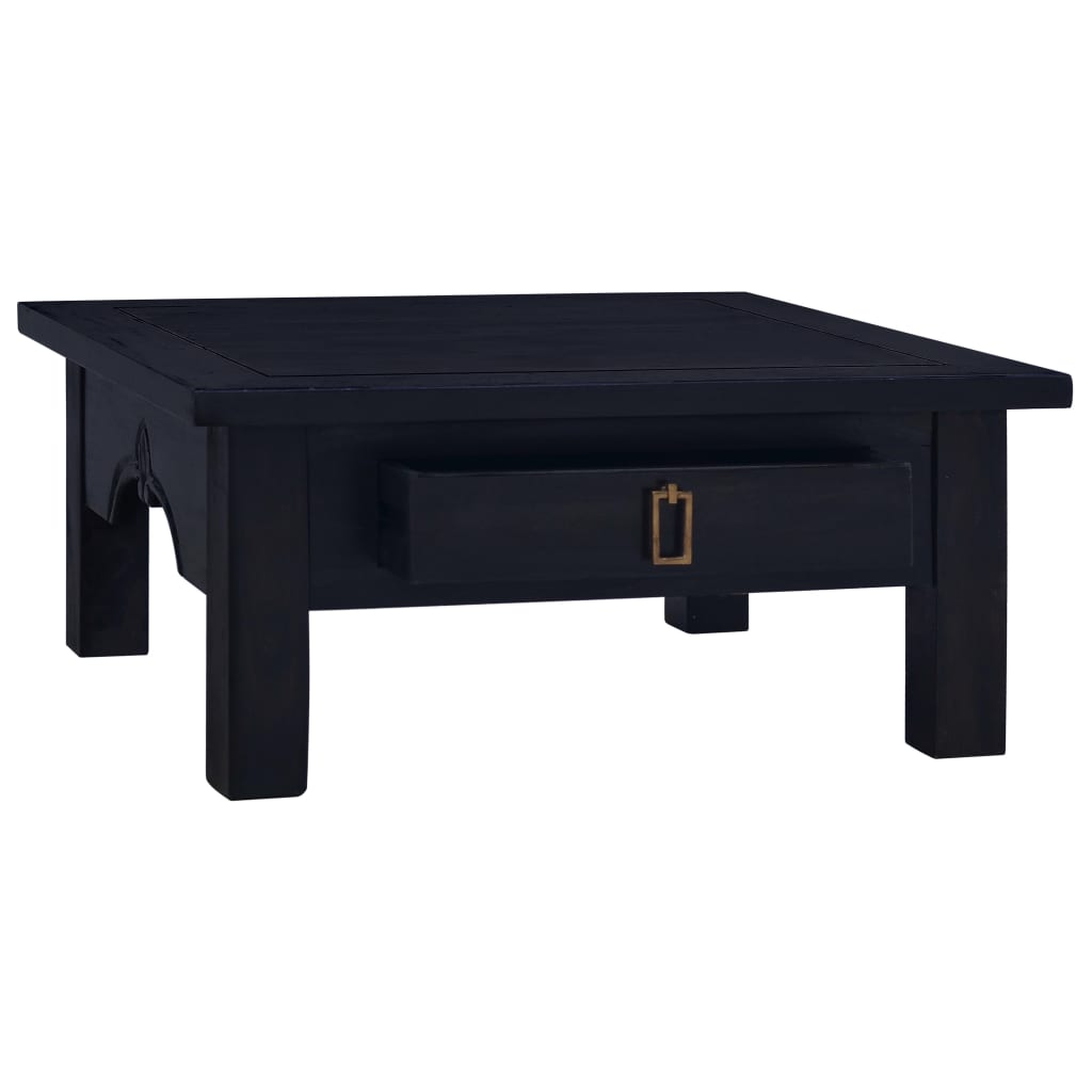 Light black coffee table 68x68x30 cm solid mahogany wood