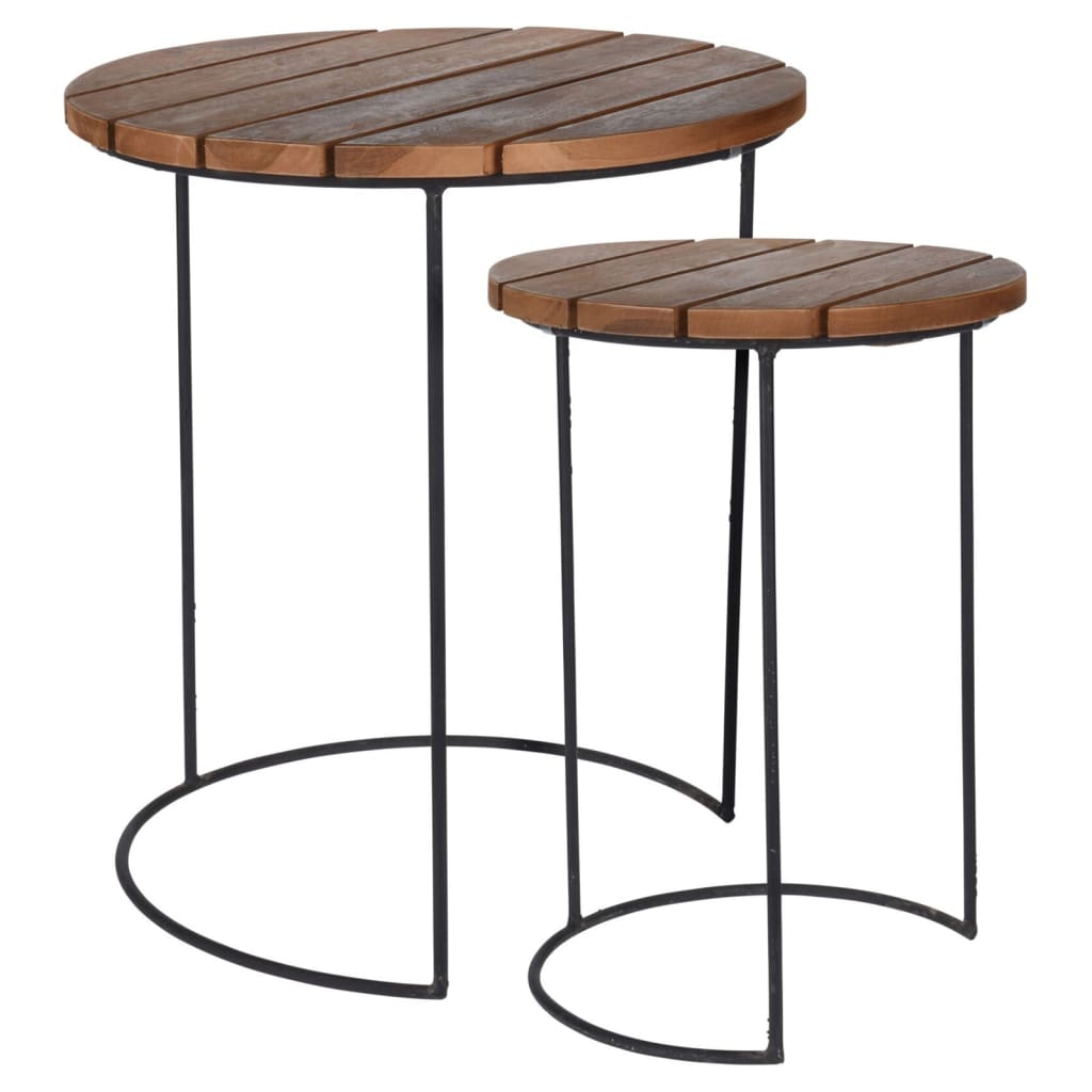 H&S Collection Set of extra tables 2 pcs brown teak
