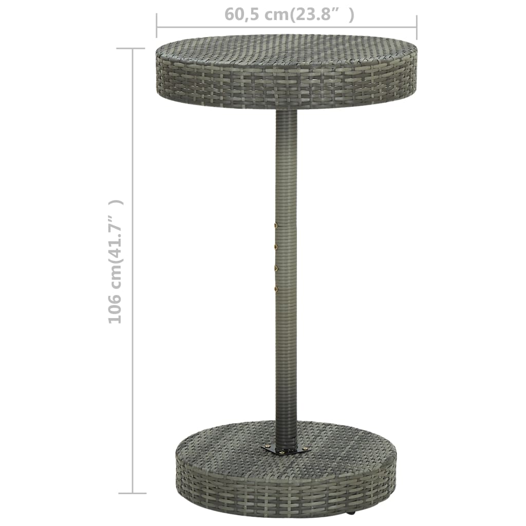 Gray garden table 60.5x106 cm braided resin