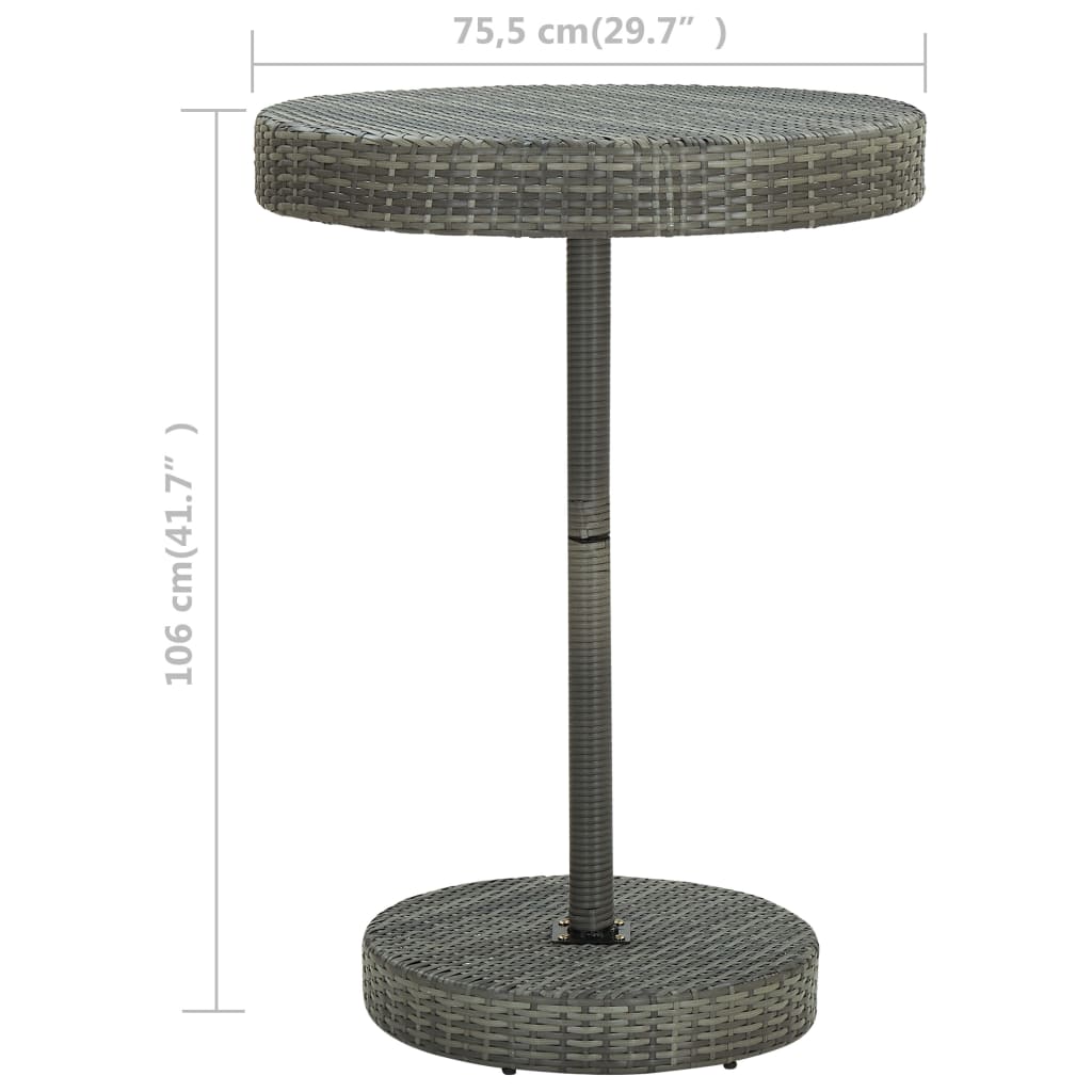Gray garden table 75.5x106 cm braided resin