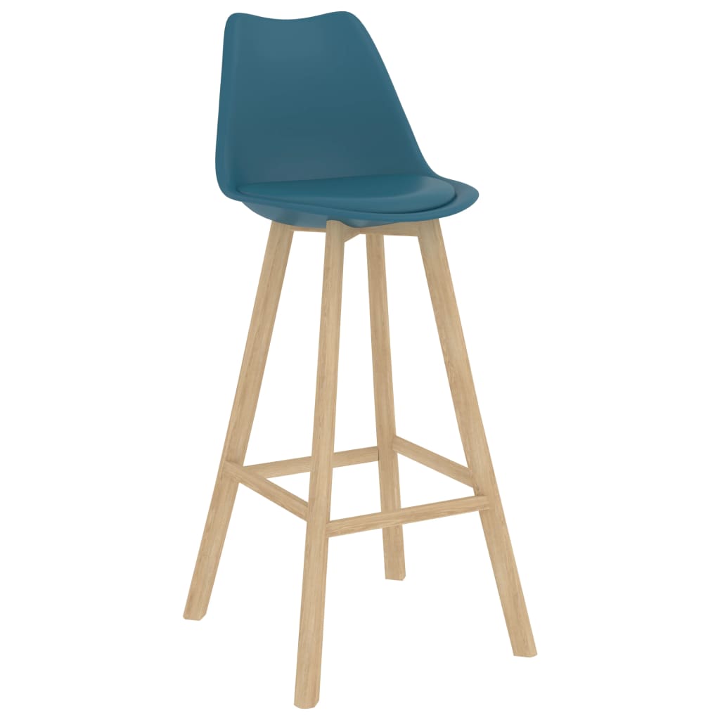 Bar stools 2 pcs turquoise pp and solid beech wood