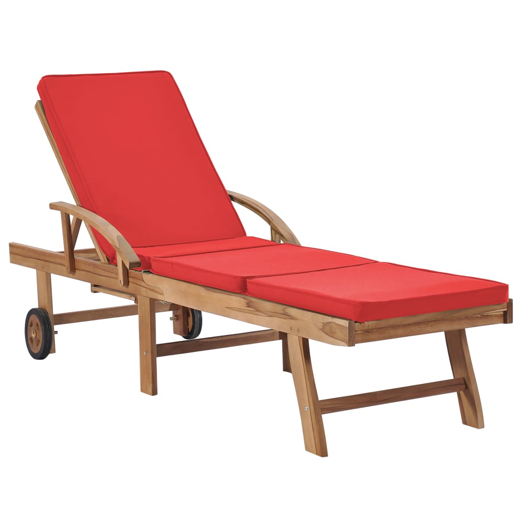 Loungers with cushions 2 pcs solid teak wood
