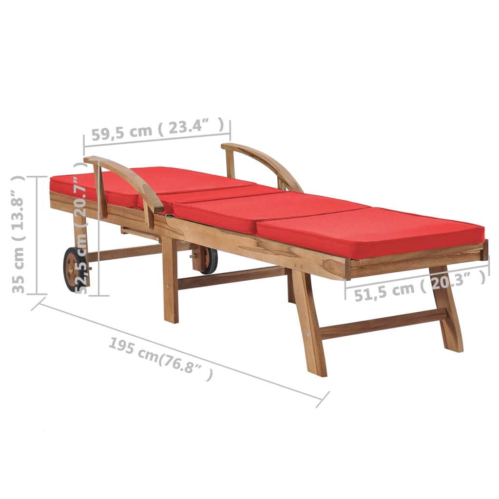Loungers with cushions 2 pcs solid teak wood