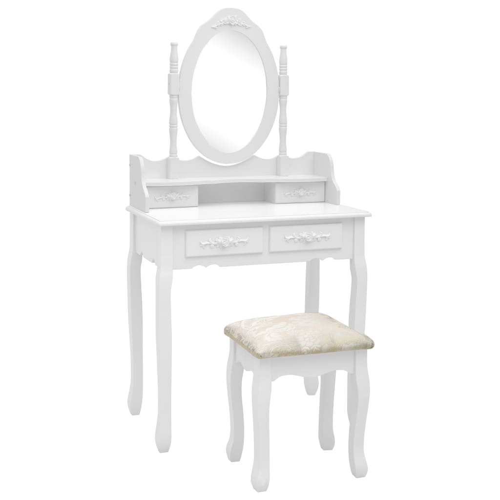 Caper set with white stool 75x69x140cm Paulownia