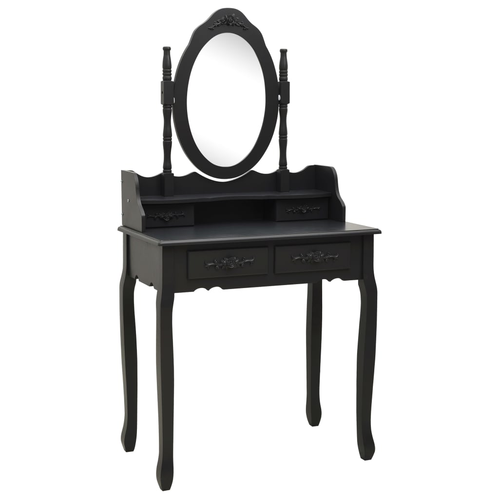 Shaifter set with black stool 75x69x140 cm Paulownia