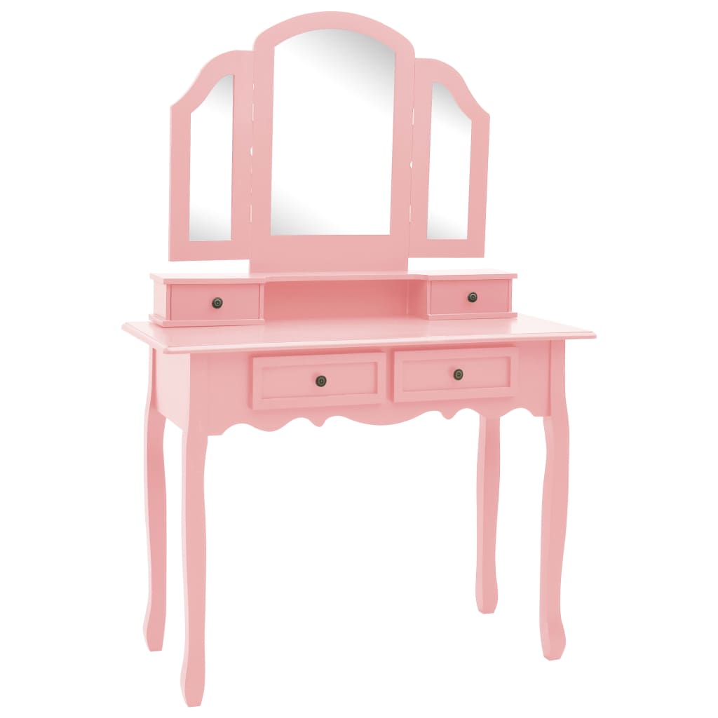 Set von Schminktisch und rosa Stuhl 100x40x146 cm Paulownia