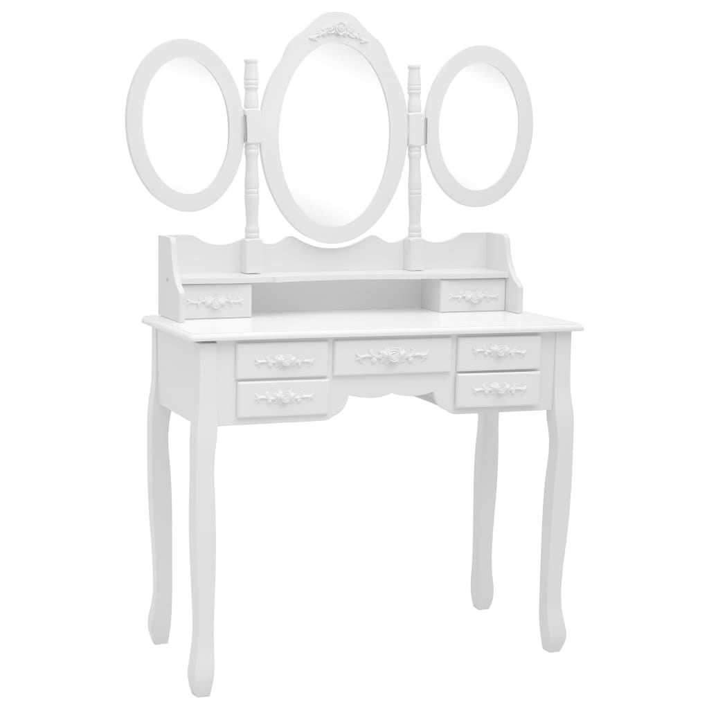Kostu mit Stuhl und faltbarem Spiegel in 3 Weiß