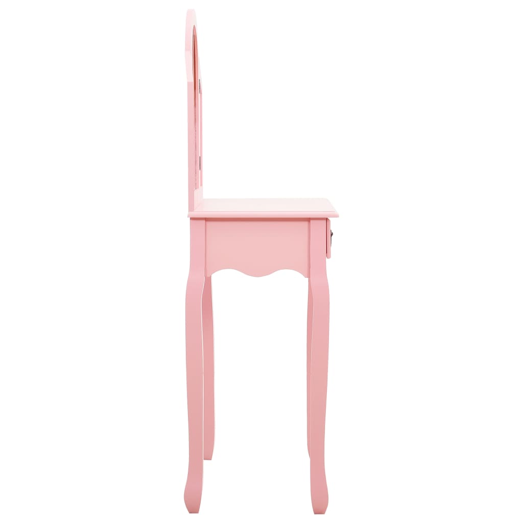Rosa Schminktisch und rosa Stuhl 65x36x128 cm Paulownia MDF Holz