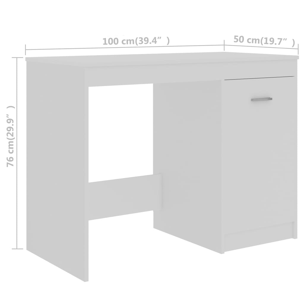 White desk 140x50x76 cm agglomerated