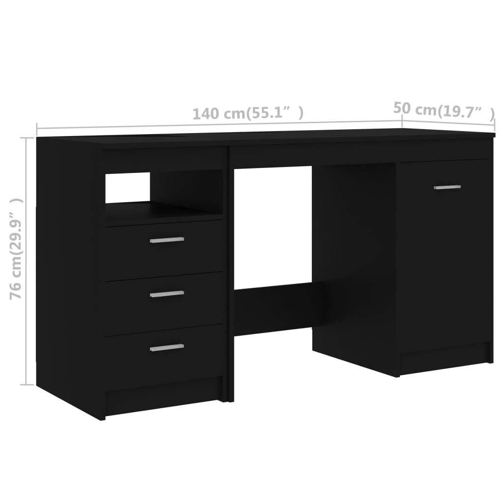 Schwarzer Schreibtisch 140x50x76 cm agglomeriert