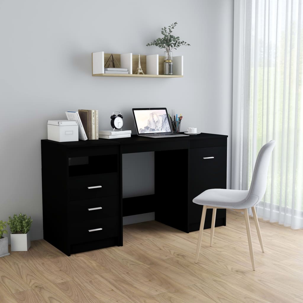 Black desk 140x50x76 cm agglomerated