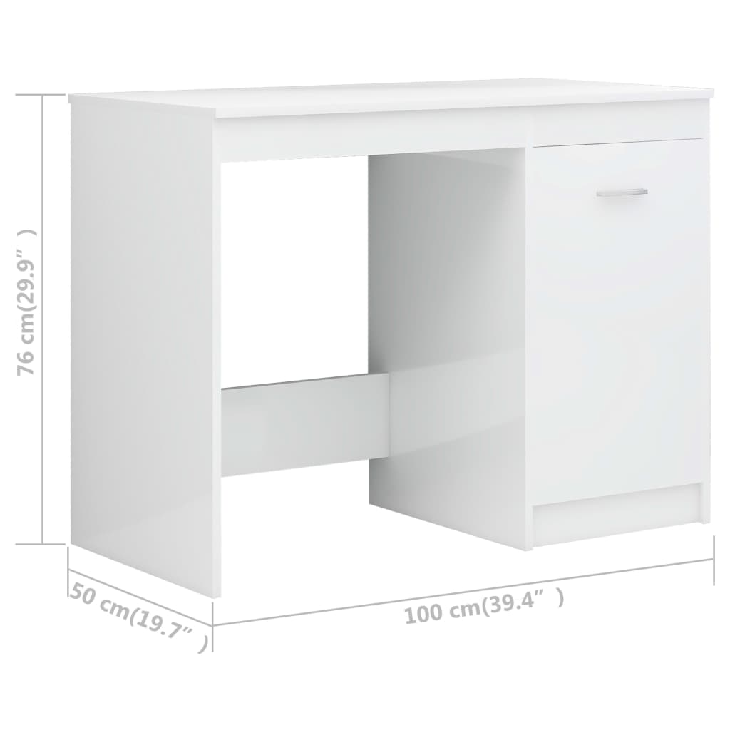 Glänzender weißer Schreibtisch 140x50x76 cm agglomeriert