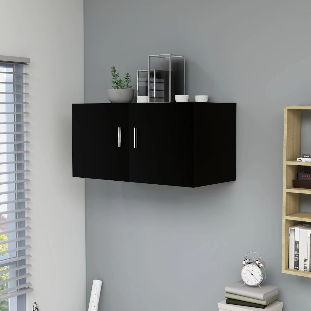 Black wall cabinet 80x39x40 cm Engineering wood