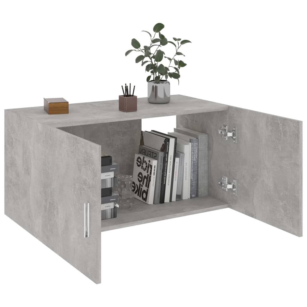 Gray wall cabinet Concrete 80x39x40 cm Agglomerated
