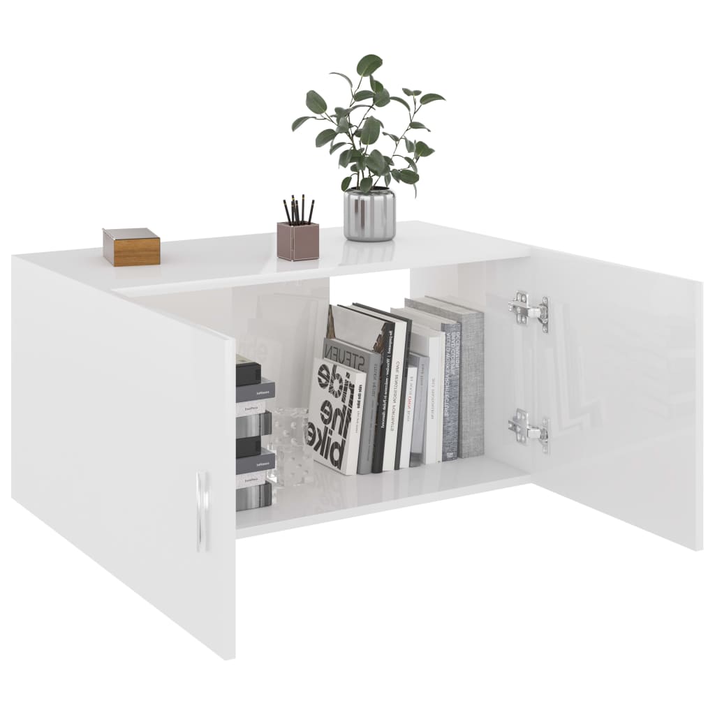 Shiny white wall cabinet 80x39x40 cm agglomerated