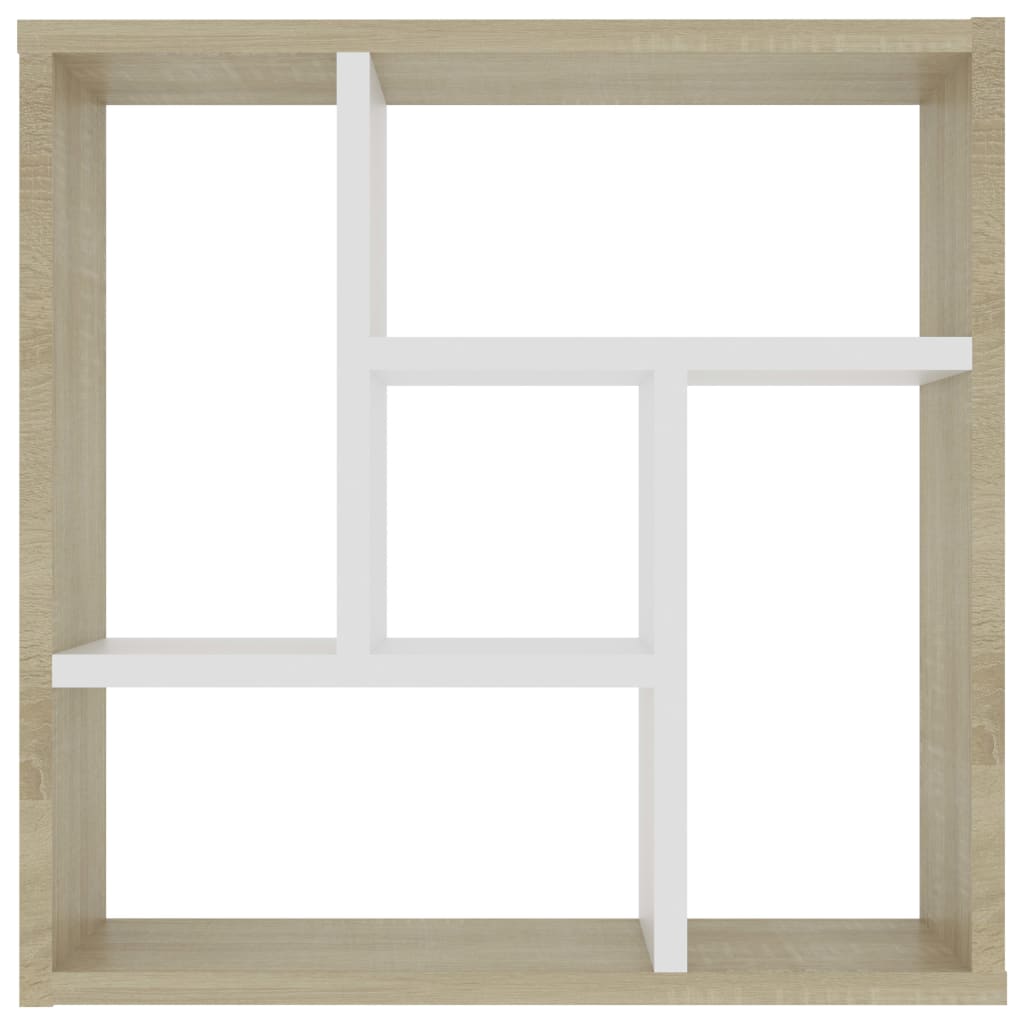 Weißes Wandregal und Sonoma Oak 45.1x16x45.1 cm agglomeriert