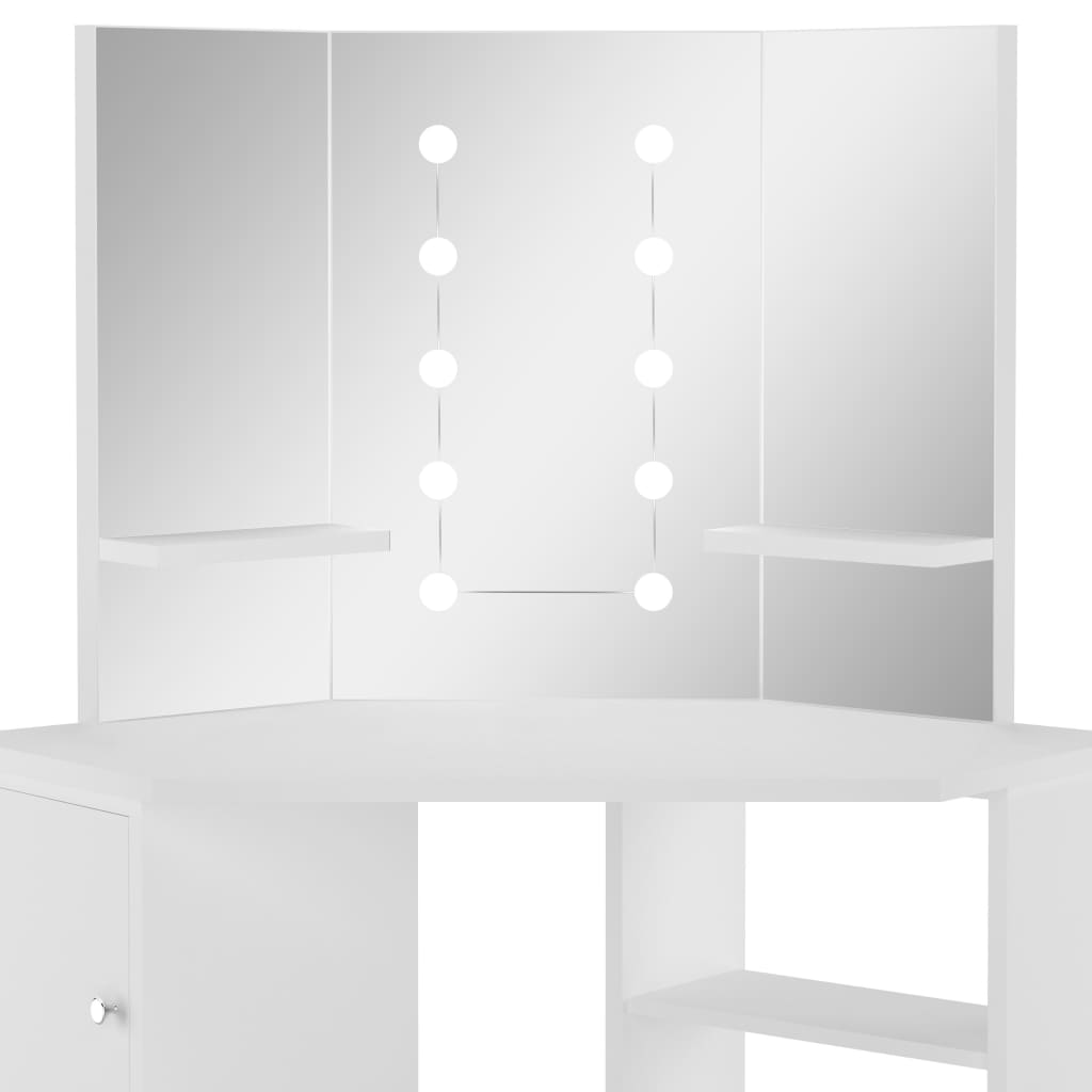 Tavolo da trucco angolare Tavolo da trucco Luce a LED Bianco trasparente