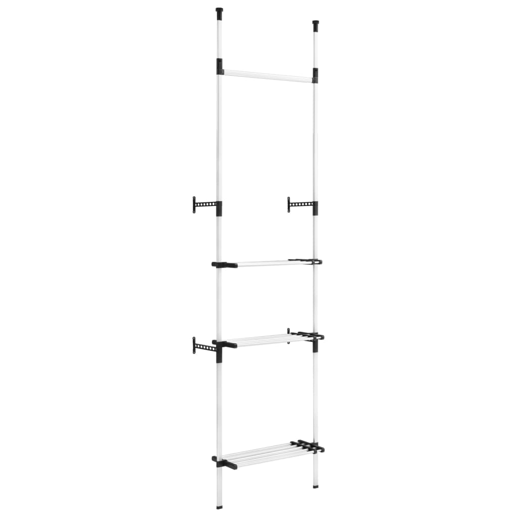 Telescopic wardrobe system bars and aluminum shelf