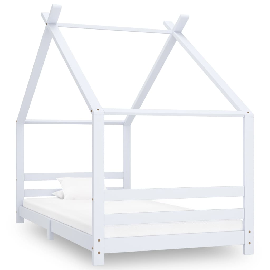 Solid pine wood white bed frame 90x200 cm