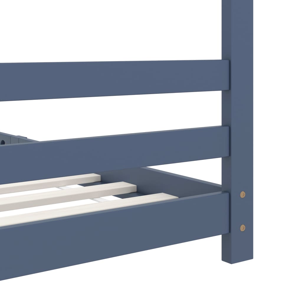 Solid pine wood gray child bed 90x200 cm