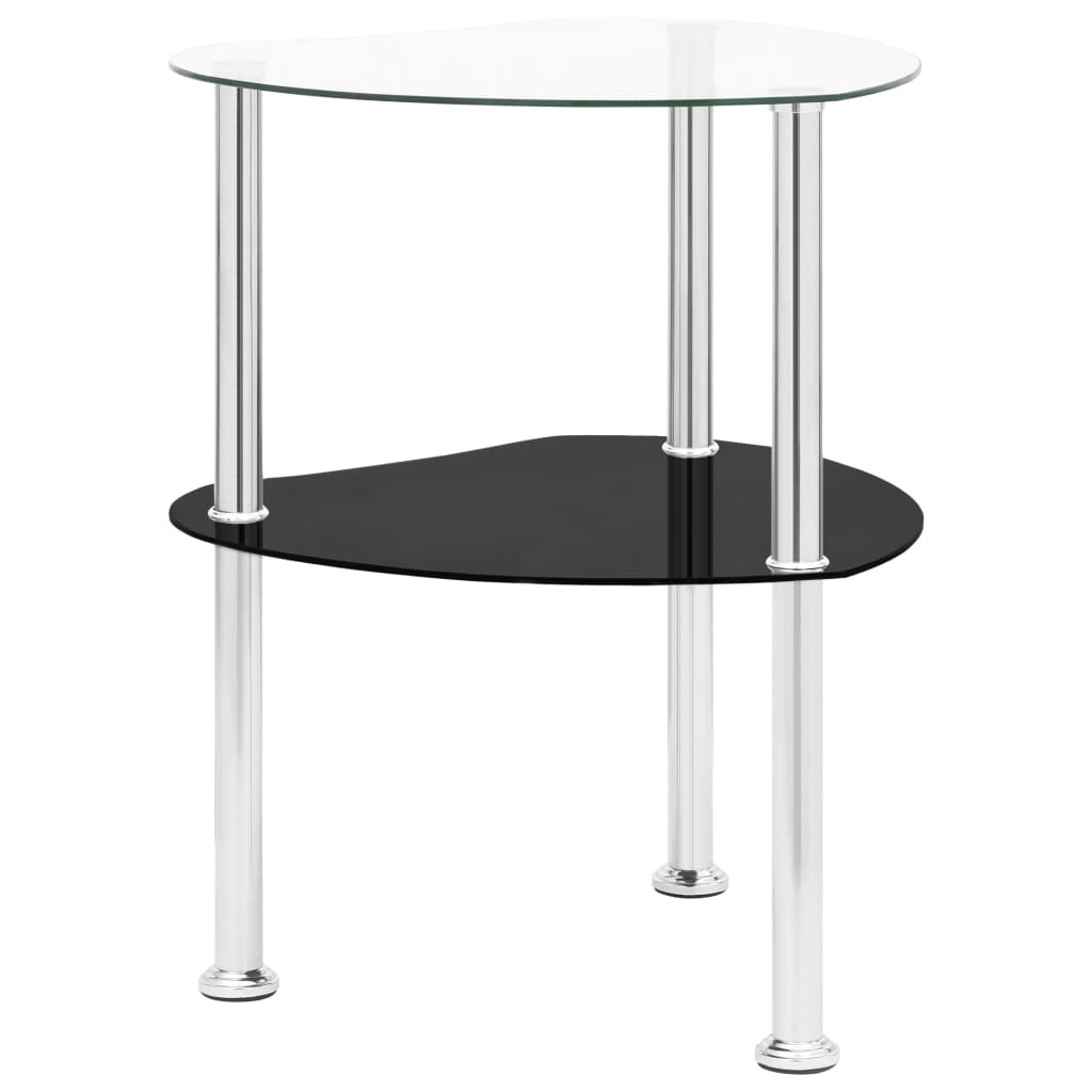 Table 2 transparent and black levels 38x38x50 cm tempered glass