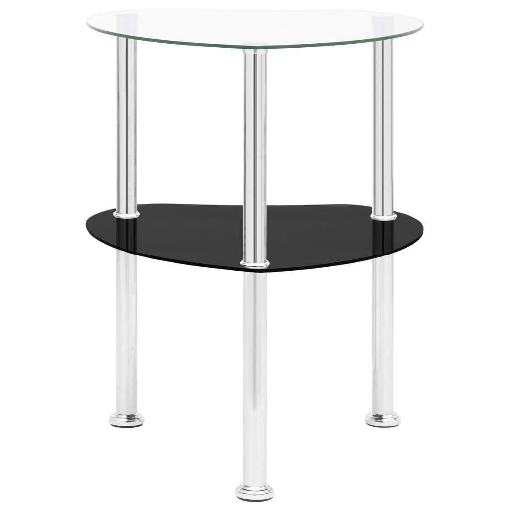 Table 2 transparent and black levels 38x38x50 cm tempered glass