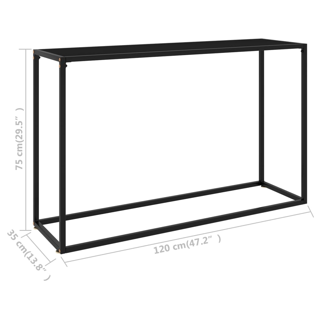 Schwarzkonsole Tabelle 120x35x75 cm getemperter Glas