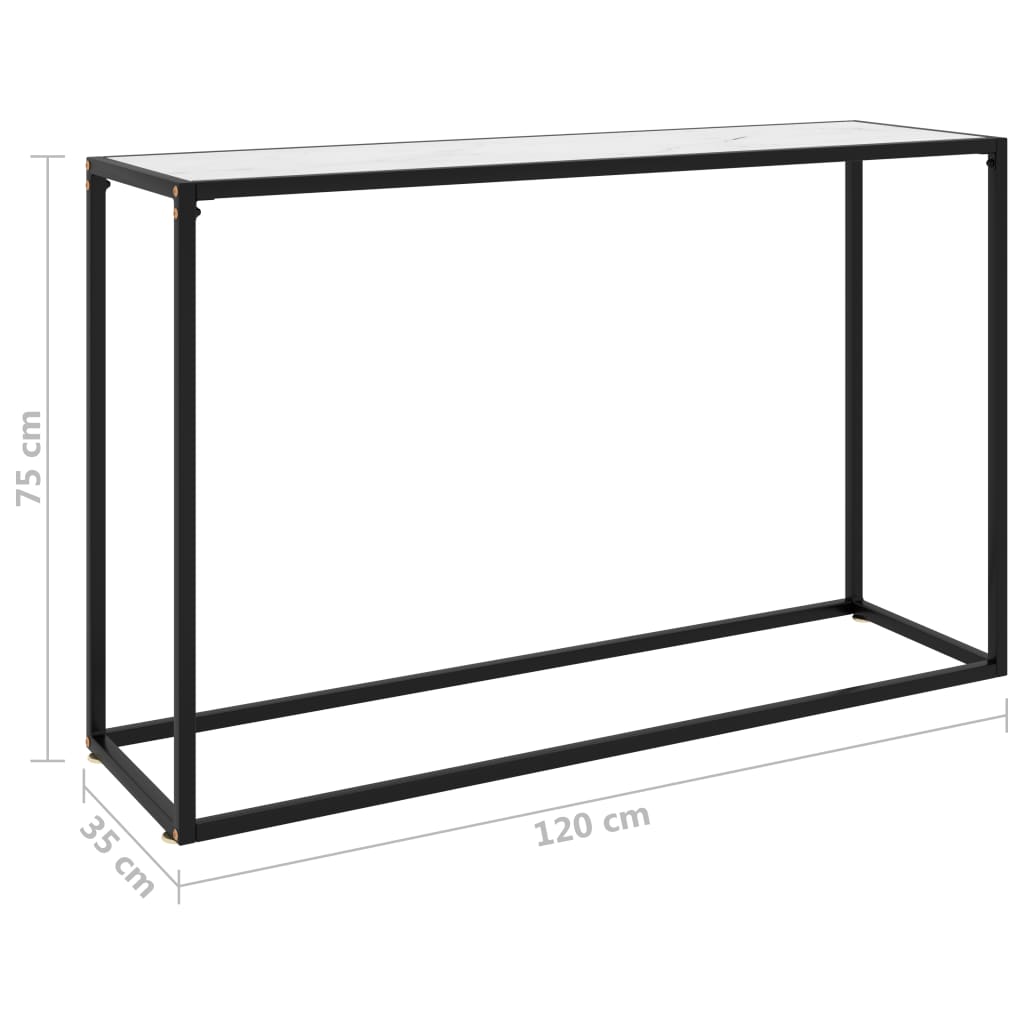 White console table 120x35x75 cm tempered glass
