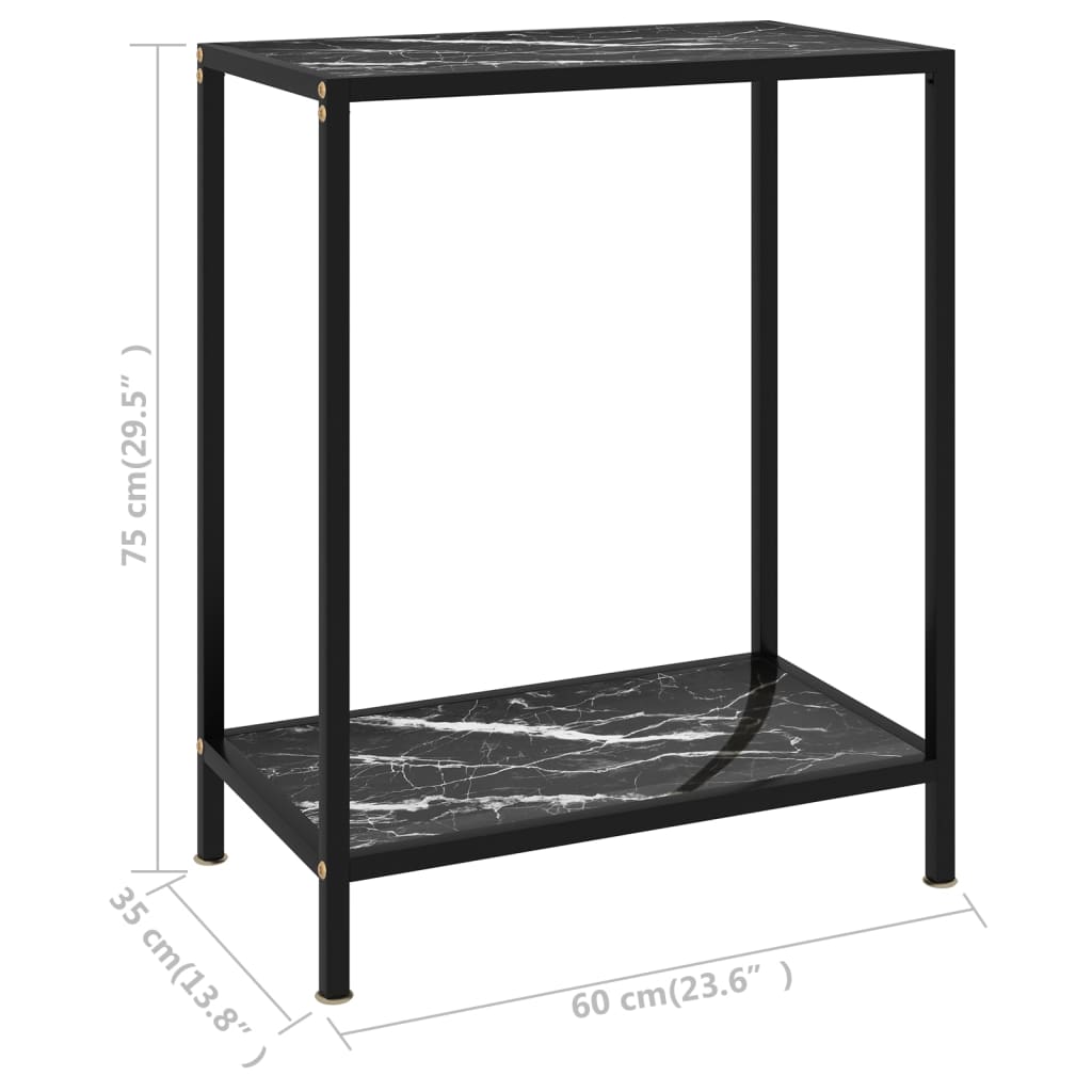 Black console table 60x35x75 cm tempered glass