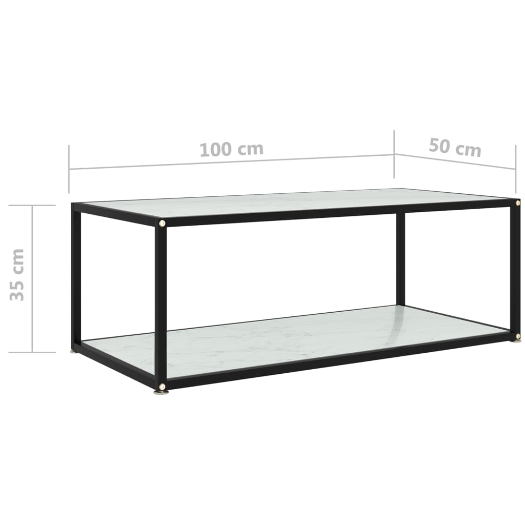 White coffee table 100x50x35 cm tempered glass