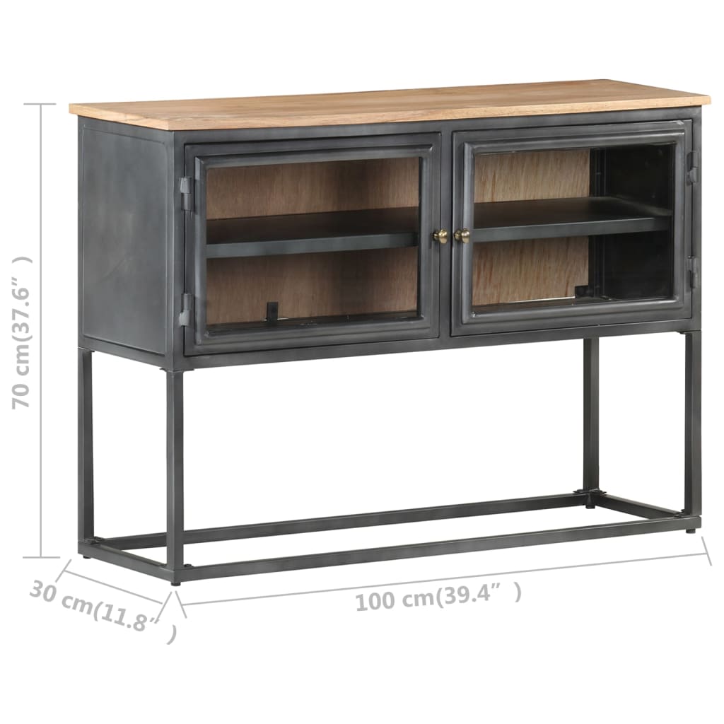 Graues Buffet 100x30x70 cm Festes Akazieholz