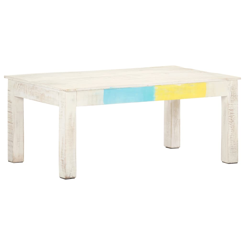 Table basse Blanc 110x60x45 cm Bois de manguier massif