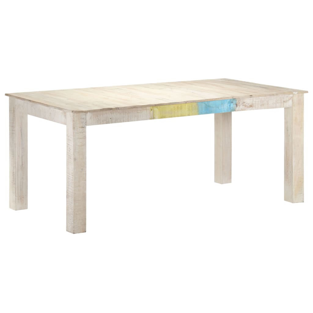 White dinner table 180x90x76 cm Solid mango wood