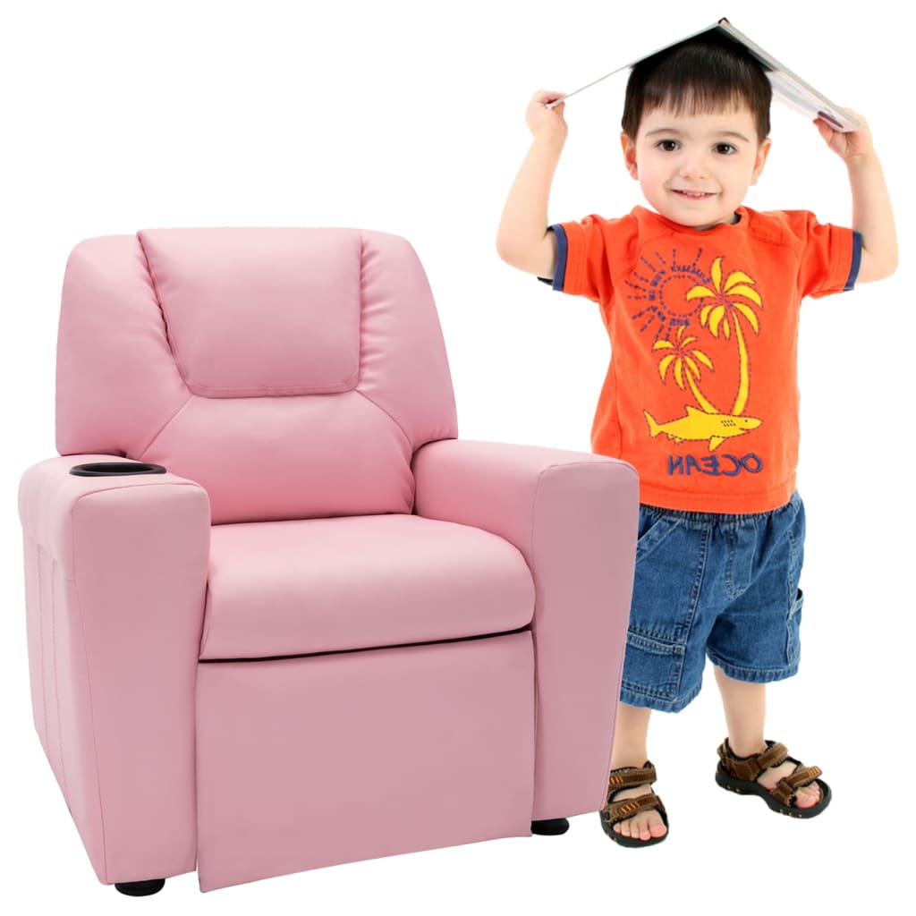 Poltrona reclinabile per bambini Ecopelle Rosa