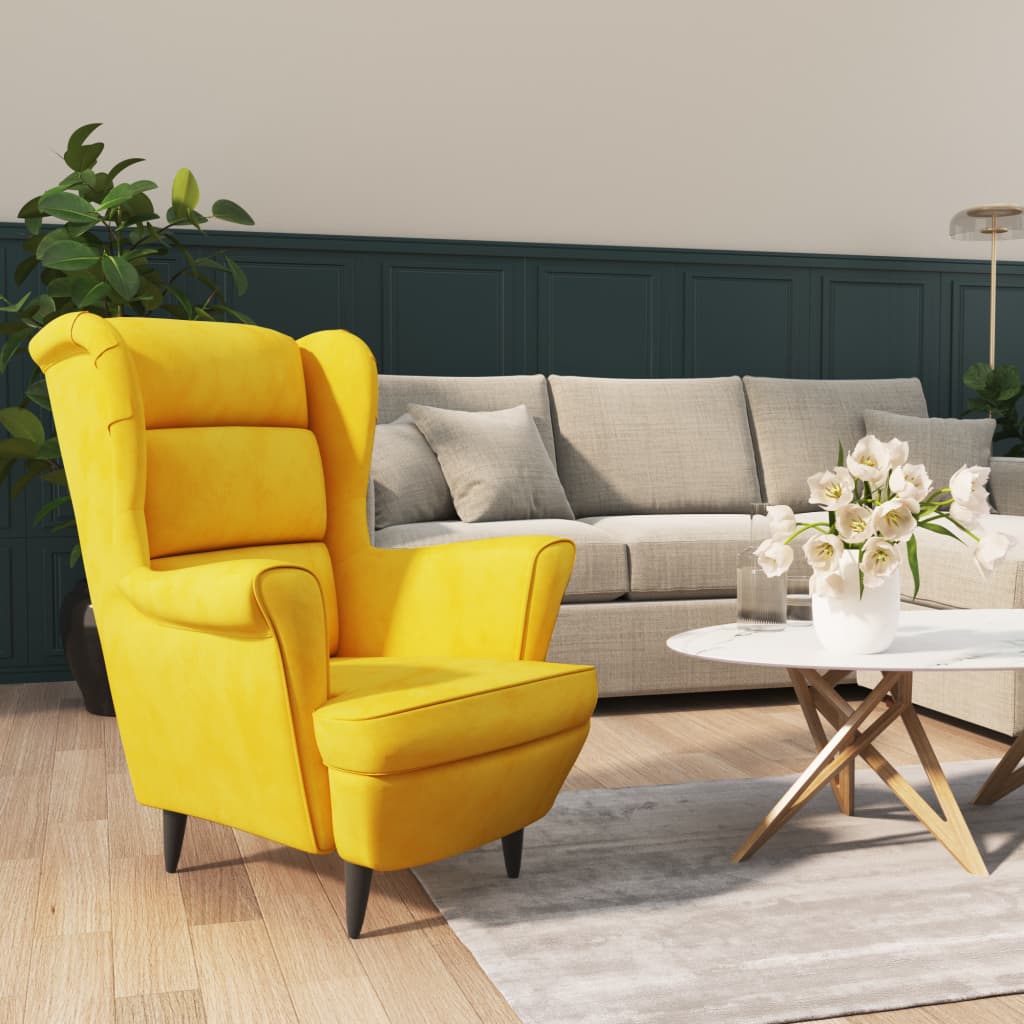 Velvet mustard yellow armchair
