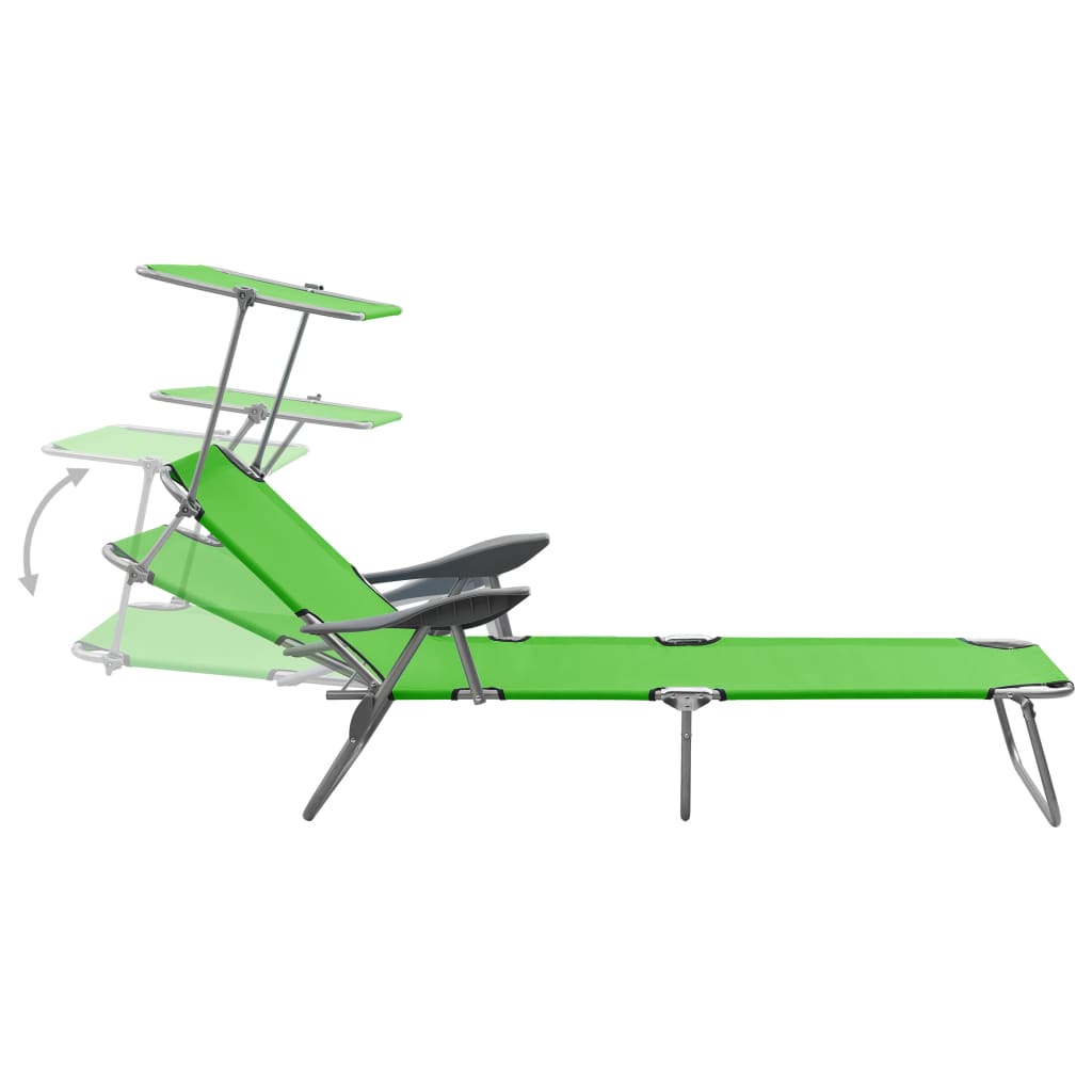 Langer Stuhl mit grünem Stahl -Markise