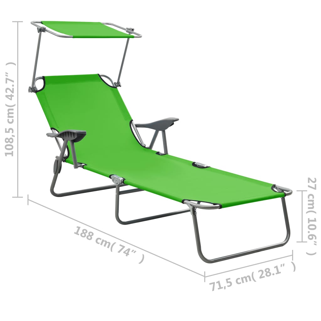 Long chair with green steel awning