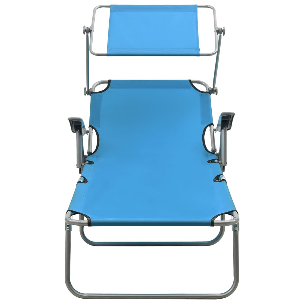 Chaise longue avec auvent Acier Bleu