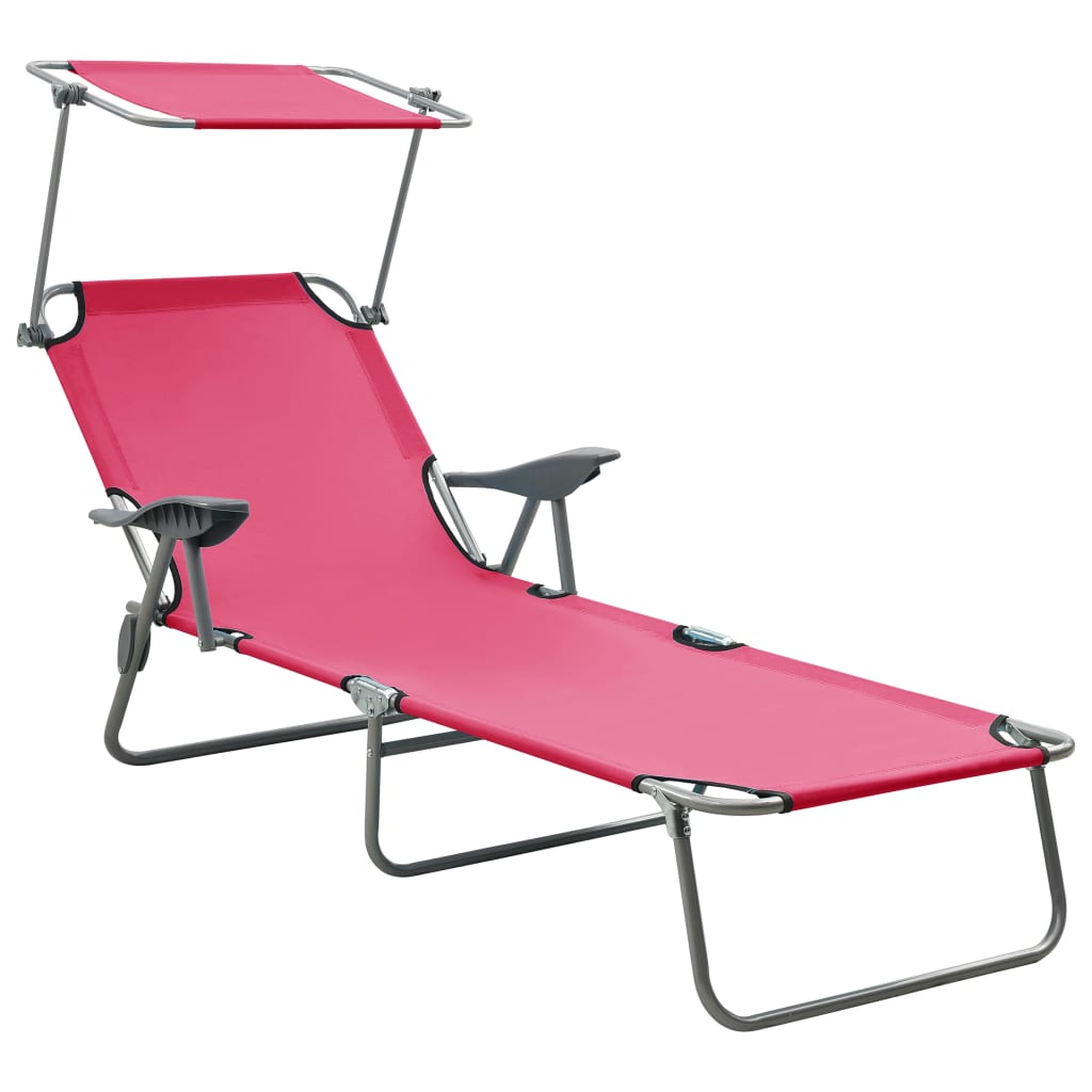 Long chair with pink steel awning