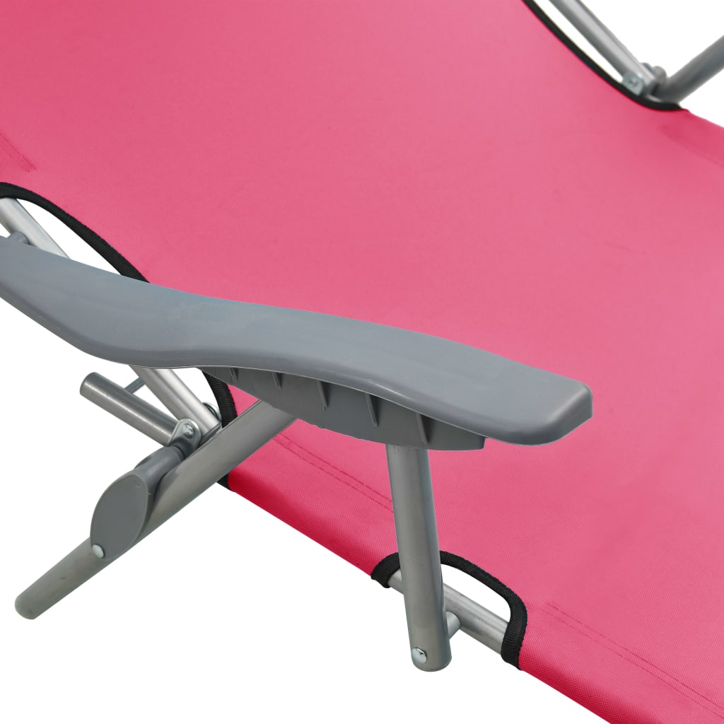 Langer Stuhl mit rosa Stahlmarke