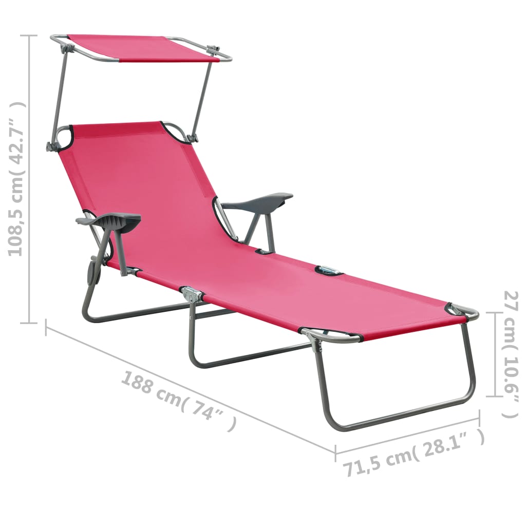 Long chair with pink steel awning
