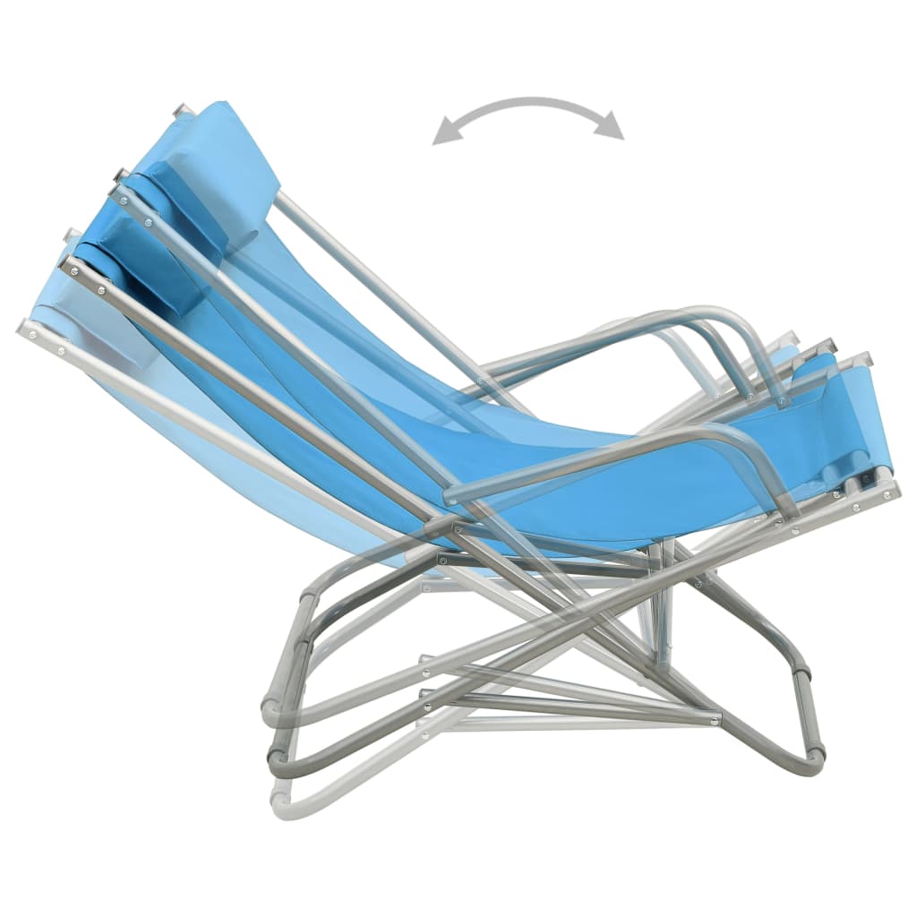 Chaises à bascule 2 pcs Acier Bleu