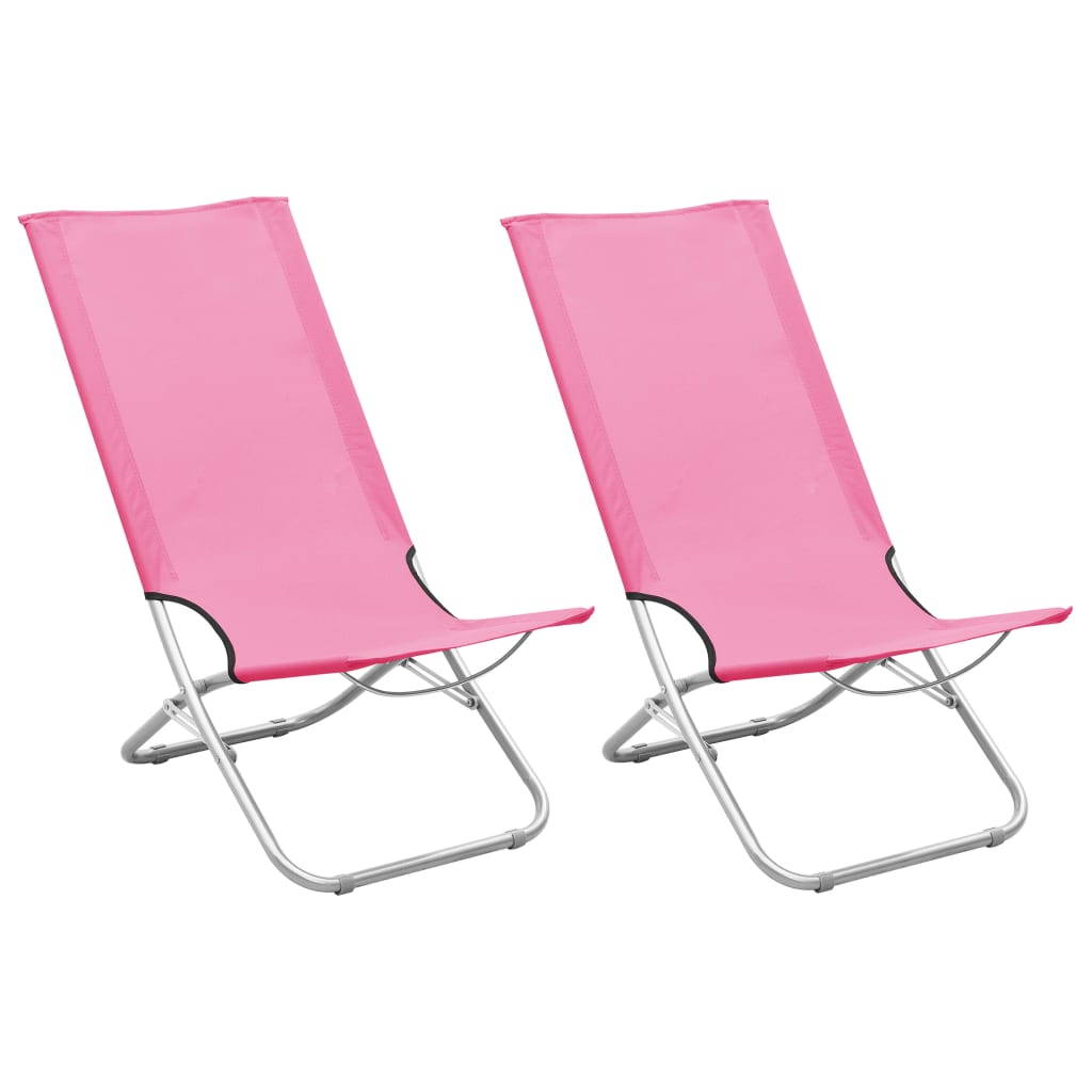 Faltbare Strandstühle 2 PCs rosa Stoff