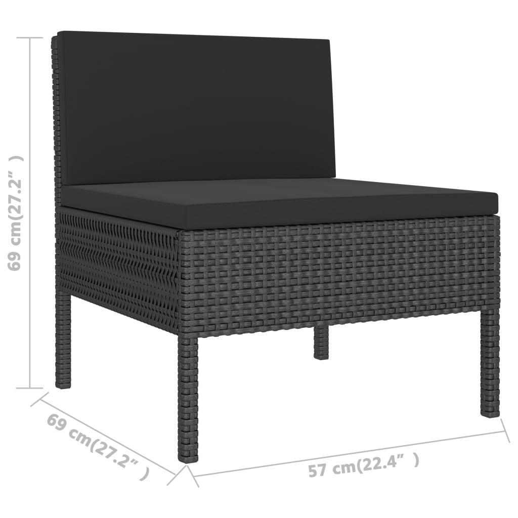 2 PCs Gartenmöbel mit schwarzen geflochtenen Harzkissen