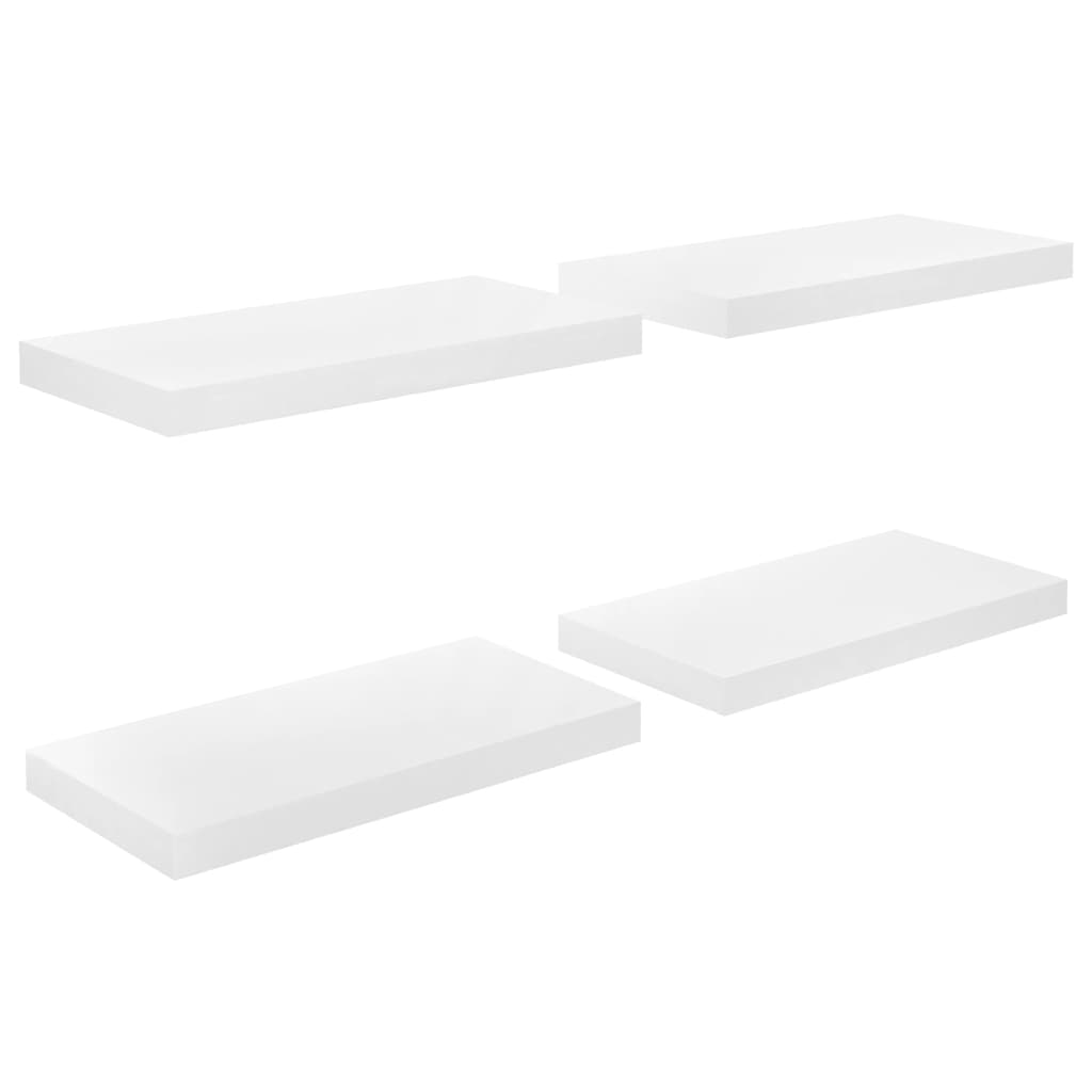 Floating wall shelf 4 pcs white shiny 50x23x3.8 cm MDF