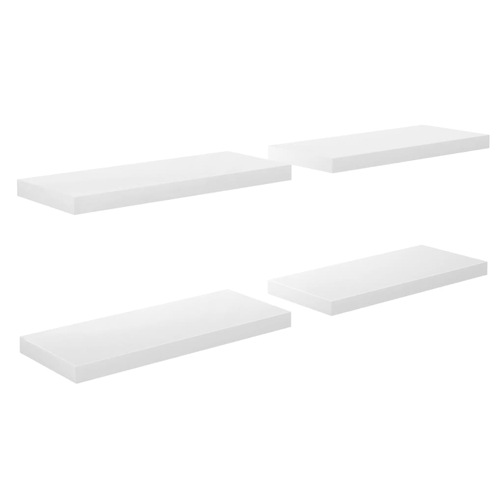 Floating wall shelf 4 pcs shiny white 60x23.5x3.8cm MDF